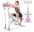 Pink Squat Machine – Adjustable, Foldable Core Exercise Machine with 330Lbs Capacity & 4 Resistance Bands – Multi-Function Home Gym Equipment