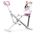 Pink Squat Machine – Adjustable, Foldable Core Exercise Machine with 330Lbs Capacity & 4 Resistance Bands – Multi-Function Home Gym Equipment